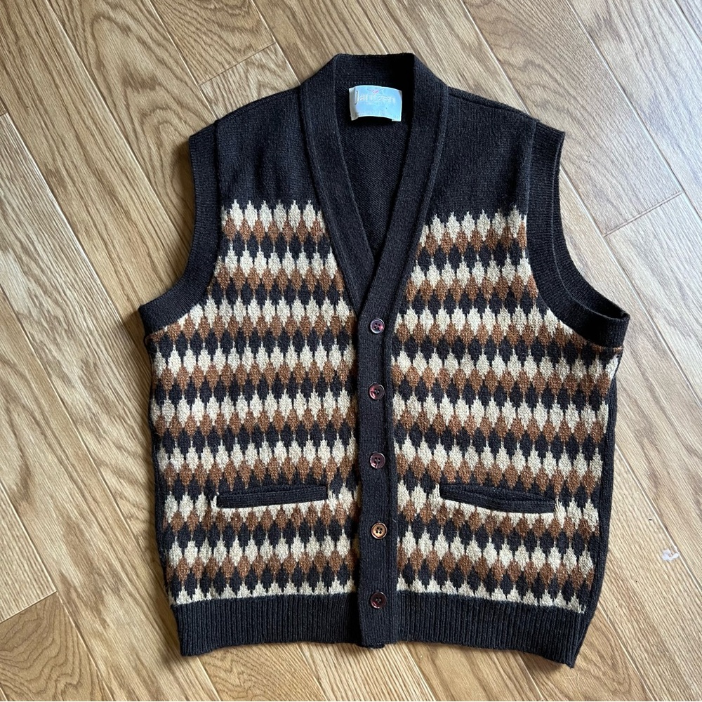 Jantzen Brown Argyle sweater vest size M